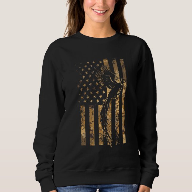 Sudadera Pheasant Bird Hunter American Flag Camouflage Phea (Anverso)