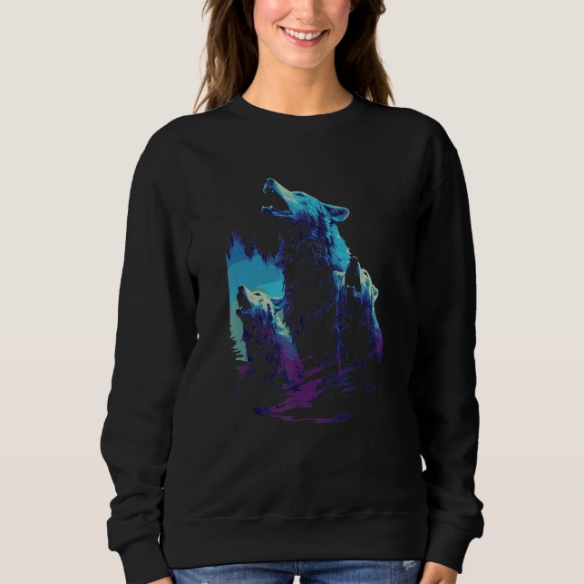 Sudadera Phenomenal Howling Wolves Wolf Pack Retro Awesomen (Anverso)