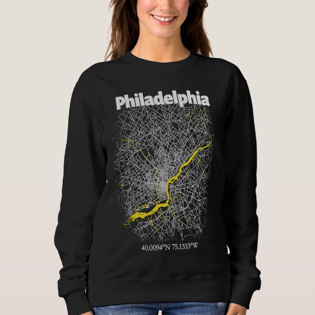 Sudadera Philadelphia Pennsylvania Street Map Hometown Prid (Anverso)
