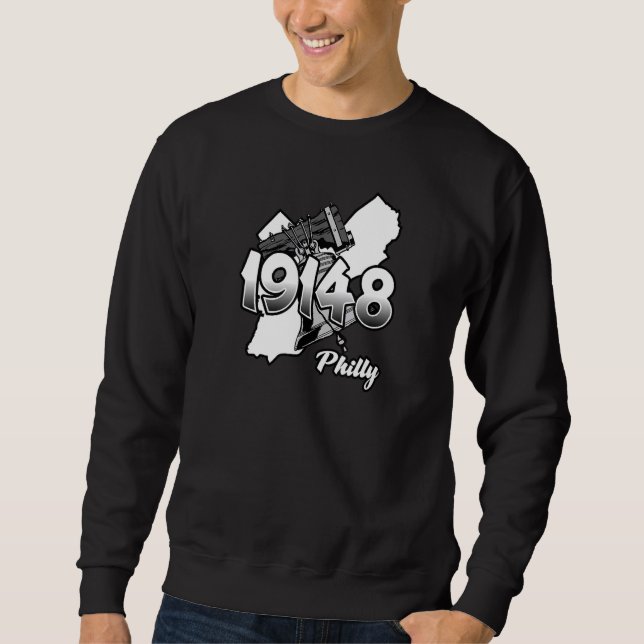 Sudadera Philadelphia Silhouette with Zip Code 19148 and Li (Anverso)