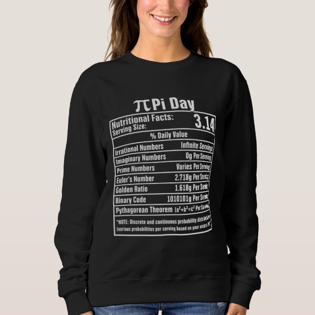 Sudadera Pi Day Nutritional Facts  Nutrition Math Geek Scie (Anverso)