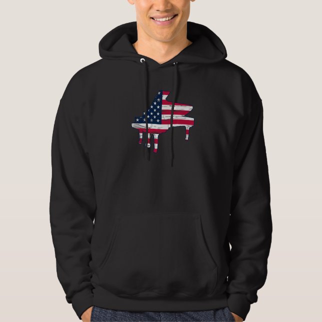 Sudadera Piano American Flag Piano Playing - Piano Lover Pi (Anverso)