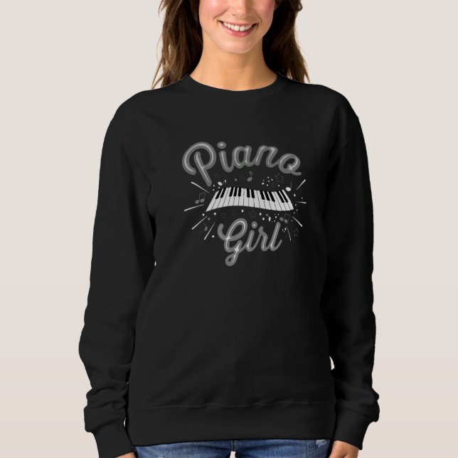 Sudadera Piano Girl  Pianist Music Keyboardist Musician Out (Anverso)