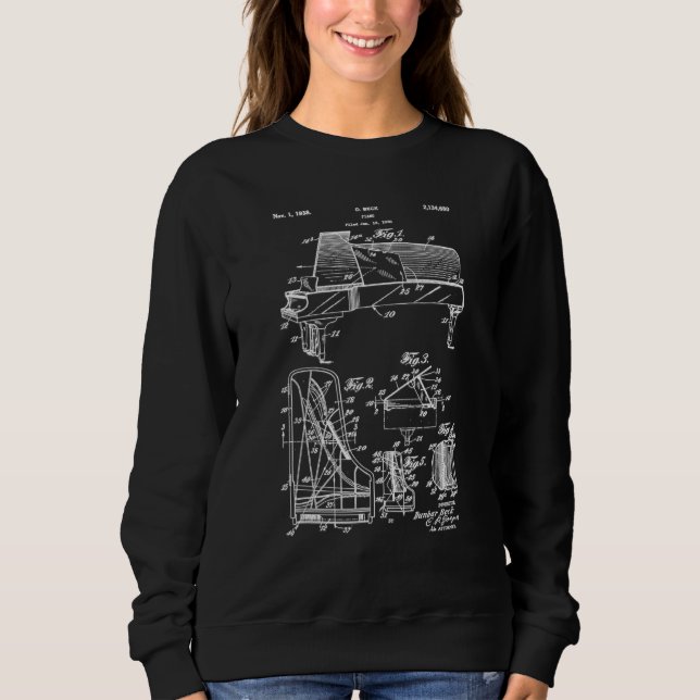 Sudadera Piano Patent Print 1972 - Vintage Patent Print (Anverso)