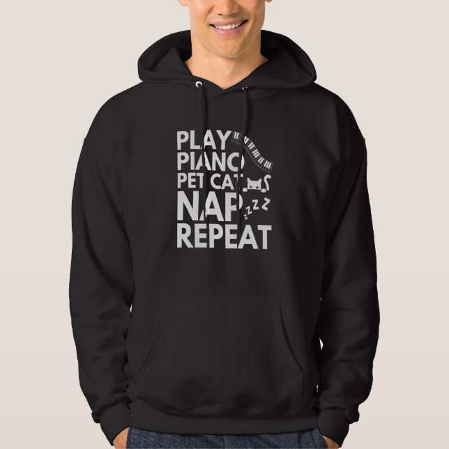 Sudadera Piano Player Cat  Cat Big Fans Pianist Musical (Anverso)