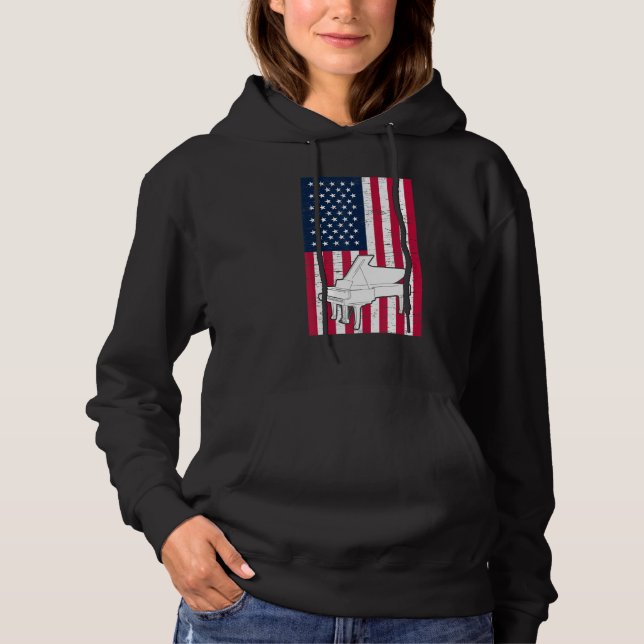 Sudadera Piano Player Piano American Flag Patriotic Pianist (Anverso)