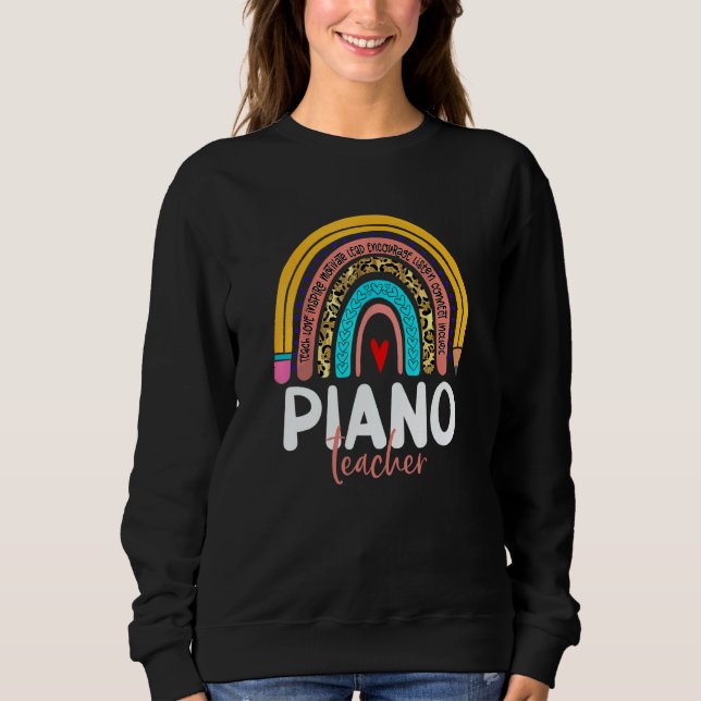 Sudadera Piano Teacher Leopard Rainbow Back To School Piano (Anverso)