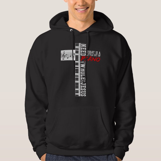 Sudadera Piano Teacher Pianista Cruz de teclado Jesus Chris (Anverso)