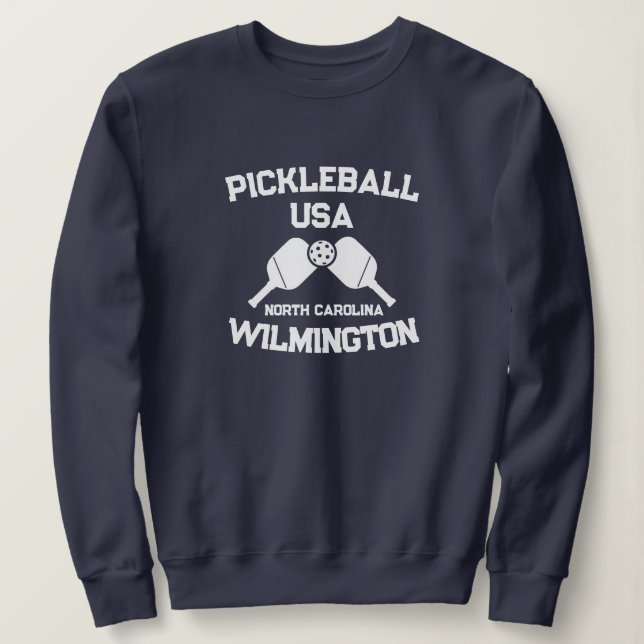 Sudadera Pickleball Paddle Ball Wilmington NC Personalizado (Anverso del diseño)
