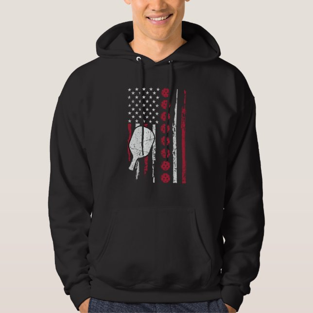 Sudadera Pickleball Paddle Patriotic US Flag 4Th Of July (Anverso)
