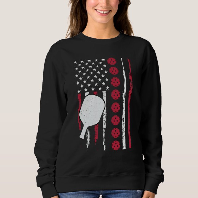 Sudadera Pickleball Paddle Patriotic US Flag 4Th Of July  1 (Anverso)