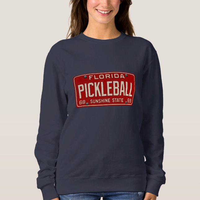 Sudadera Pickleball Player Fan Retro Florida License Plate (Anverso)