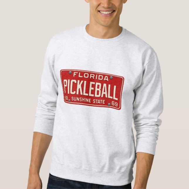 Sudadera Pickleball Player Fan Retro Florida License Plate (Anverso)