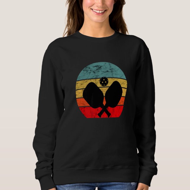 Sudadera Pickleball Vintage Retro Sunset Pickle Ball Paddle (Anverso)