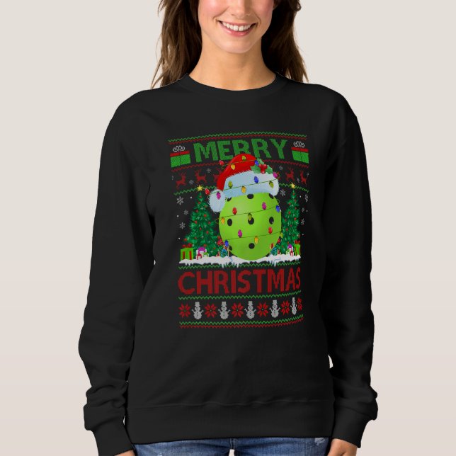 Sudadera Pickleball  Xmas Tree Ugly Santa Pickleball Christ (Anverso)