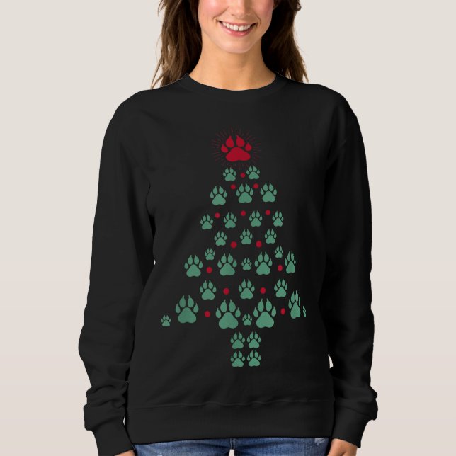 Sudadera Pie de garras de perro súper lindo Imprimir árbol  (Anverso)