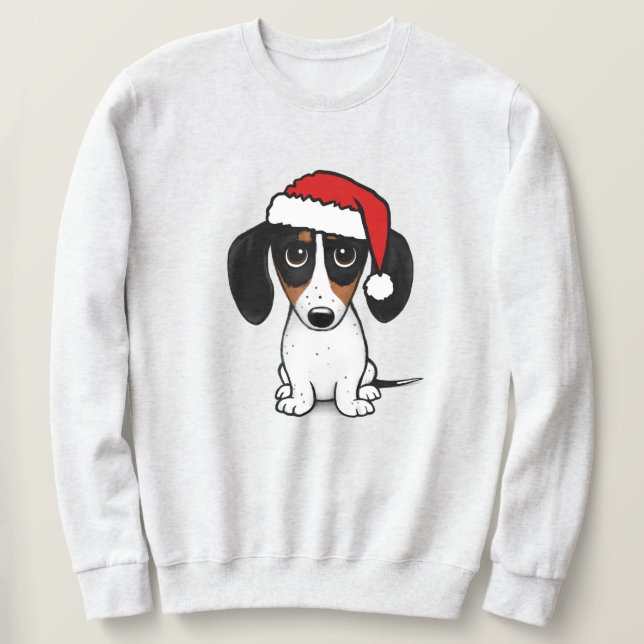 Sudadera Piebald Dachshund Santa Cute Perro Wiener (Anverso del diseño)
