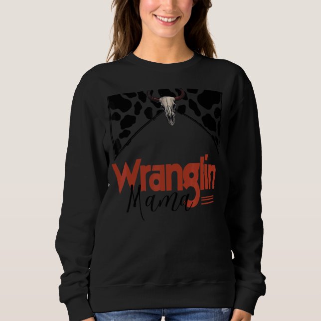 Sudadera Piel de vaca Retro Cráneo de toro enredadera Mama  (Anverso)