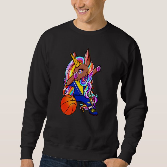 Sudadera Piel marrón de Dabbing Unicornio máscara de Bosnia (Anverso)