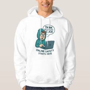 Sudadera Piensa Antes de Hacer Clic - Conciencia de Segurid