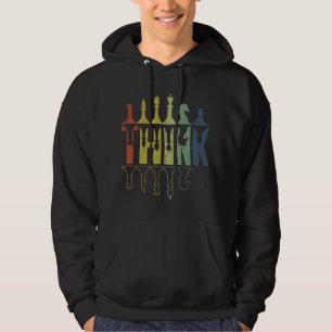Sudadera Piensa en Piezas de Ajedrez Retro Vintage Jugador 