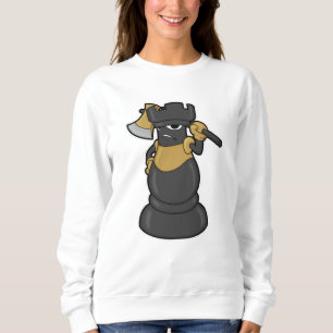 Sudadera Pieza de ajedrez arrollada al ajedrez con hacha