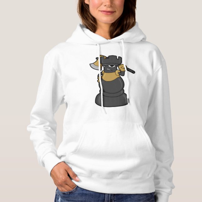 Sudadera Pieza de ajedrez arrollada al ajedrez con hacha (Anverso)
