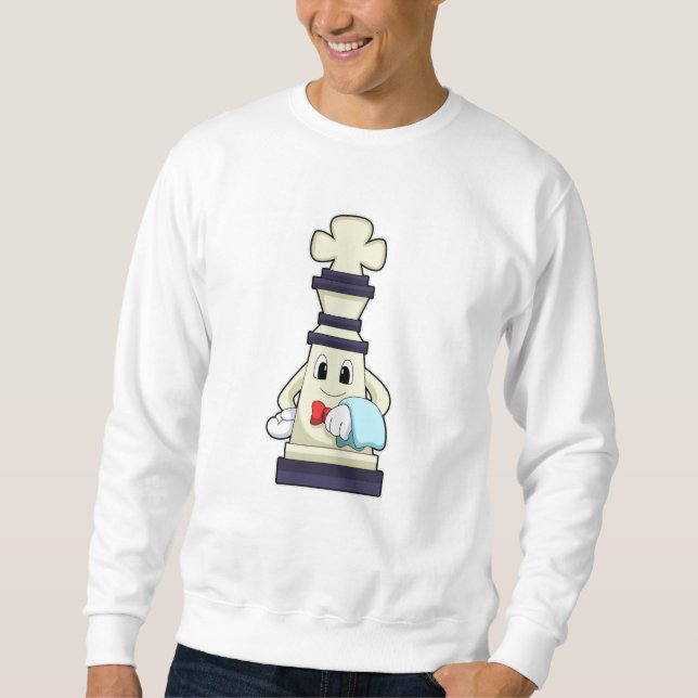 Sudadera Pieza de ajedrez King como camarero con toalla (Anverso)