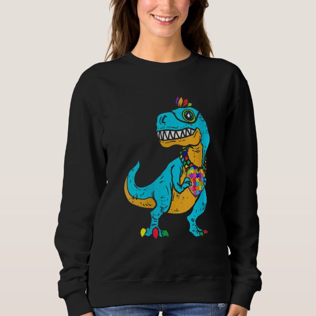 Sudadera Pieza de rompecabezas de dinosaurio Autism Awarene (Anverso)