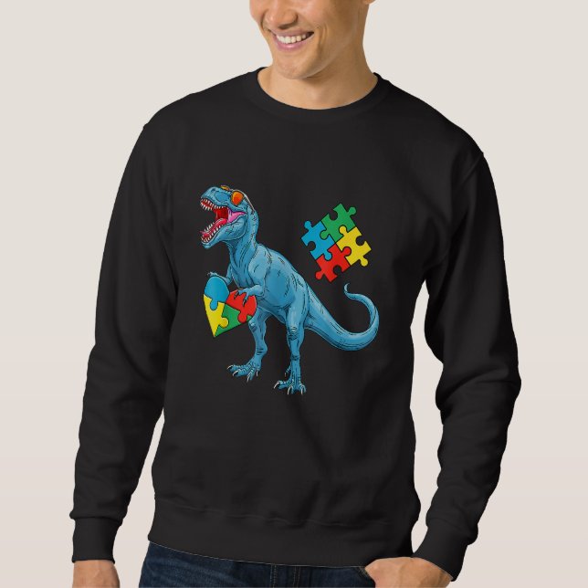 Sudadera Pieza de rompecabezas de dinosaurio Autismo Sensib (Anverso)