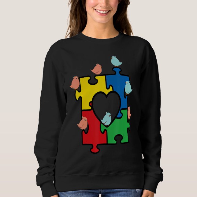 Sudadera Pieza de rompecabezas del corazón Autismo Concienc (Anverso)