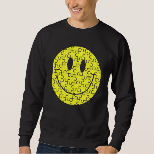 Sudadera Piezas de rompecabezas de cara sonriente feliz ret