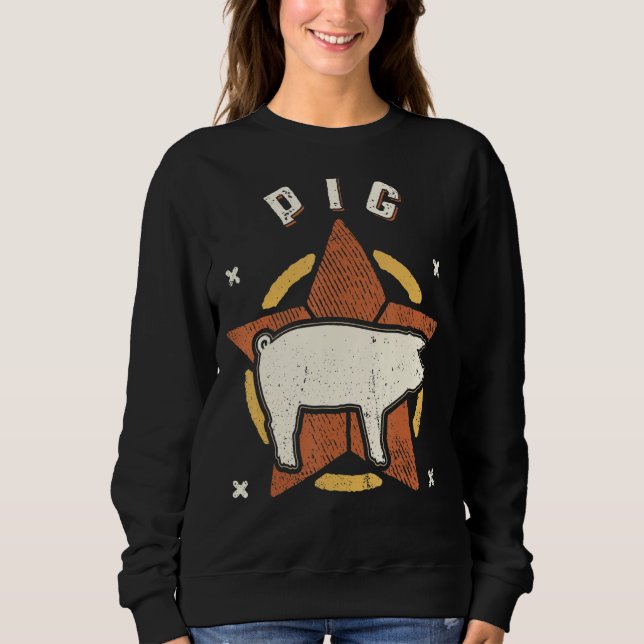Sudadera Pig Vintage Retro Classic Animal (Anverso)