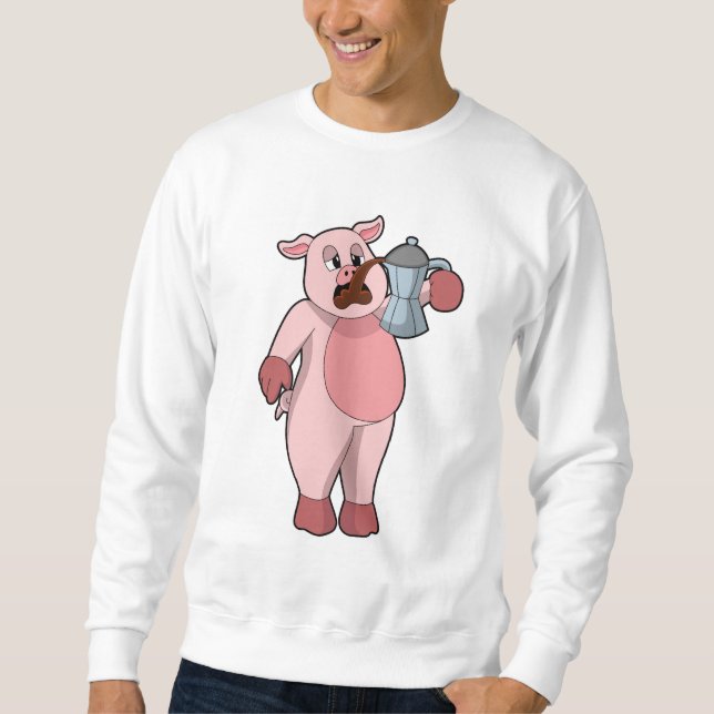Sudadera Pig with Coffee pot (Anverso)