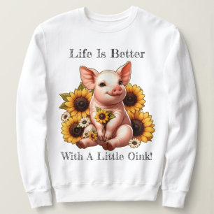 Sudadera Piglet Cute Rodeado de girasoles