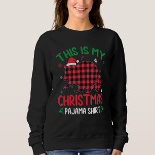 Sudadera Pijama De Navidad De Mapache Feo De Cuadros Rojos