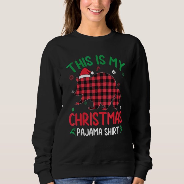 Sudadera Pijama De Navidad De Mapache Feo De Cuadros Rojos (Anverso)