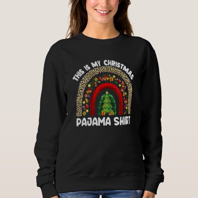 Sudadera Pijama de Navidad Leopardo Arcoíris Pijamas Navida (Anverso)