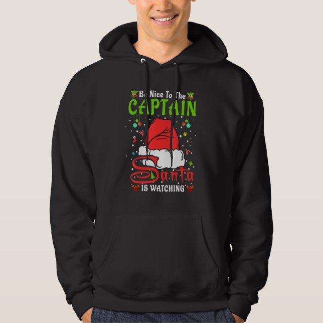 Sudadera Pijama de Santa de Navidad Sé amable con el capitá (Anverso)