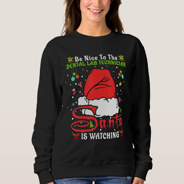 Sudadera Pijamas de Navidad Sé Amable Con El Técnico De Lab (Anverso)