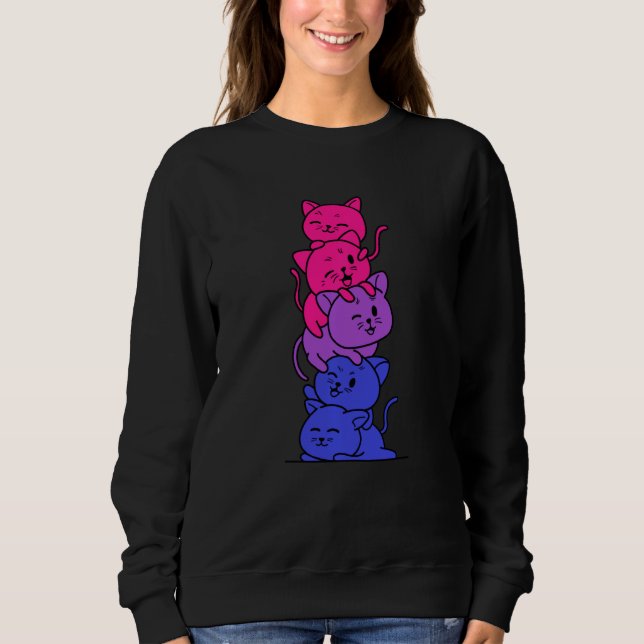 Sudadera Pila De Gato Bisexual Orgullo Bandera Bi Lgbt Cute (Anverso)