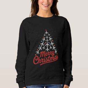 Sudadera Piloto de árbol de Navidad en avión