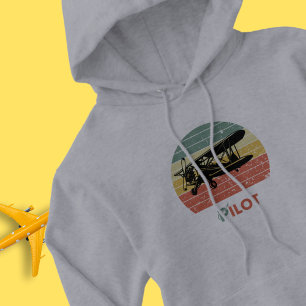 Sudadera Piloto y avión, atardecer retro, cosecha, Minimali