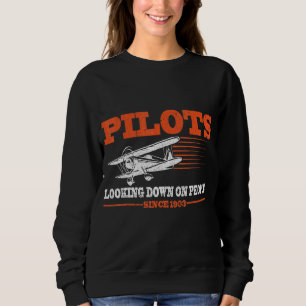 Sudadera Pilotos Mirando Abajo A La Gente Desde El Avión De
