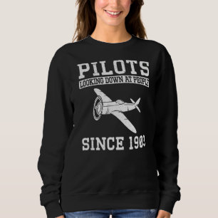 Sudadera Pilotos Vintage Del Piloto Del Avión Mirando Hacia