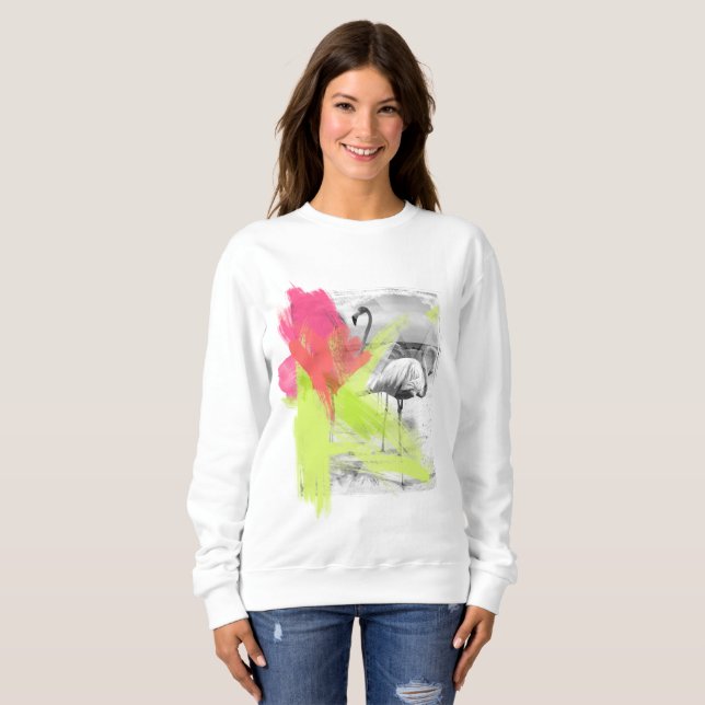 Sudadera Pincelada de Playa Flamenco Pájaro, (Anverso completo)