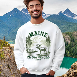 Sudadera Pine Tree State Moose and River Artwork