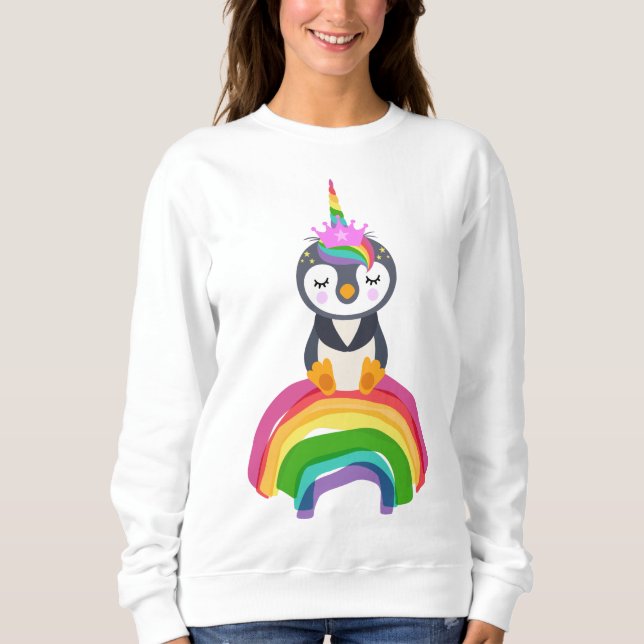 Sudadera Pinguim unicórnio arco-iris (Anverso)