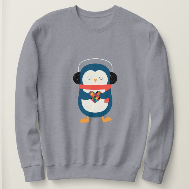 Sudadera Pingüino acogedor del corazón (Anverso del diseño)