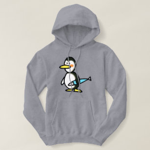 Sudadera Pingüino Adorable Sosteniendo un Pez Azul